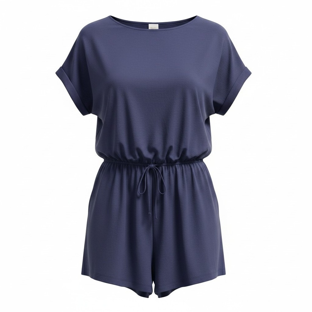 ANRABESS XXL Navy Blue Womens Romper Casual Athleisure Short Sleeve Jumpsuit